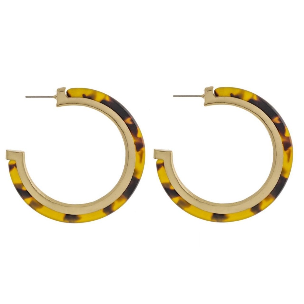 Tortoise and Gold Hoop Earrings